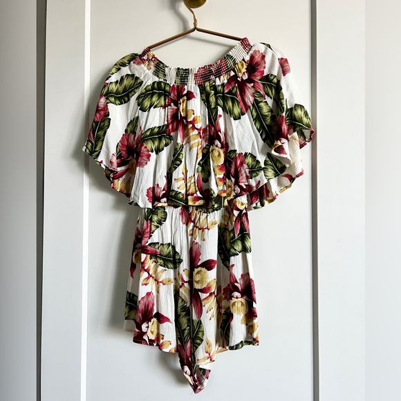 EUC Show Me Your Mumu Rosarita Romper XS Aloha Bloom Tropical Off Shoulder Boho - Picture 16 of 16